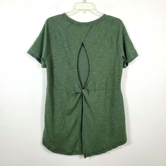 Calia by Carrie Underwood Peekaboo Twist Back Workout Top Short Sleeve Green M - Picture 2 of 10